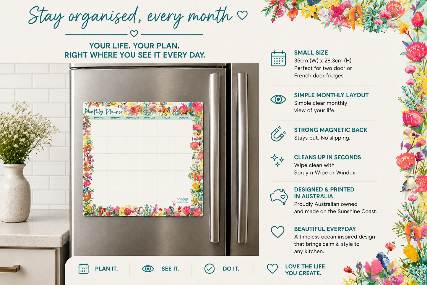 Magnetic Monthly Planner - Natives (Small)