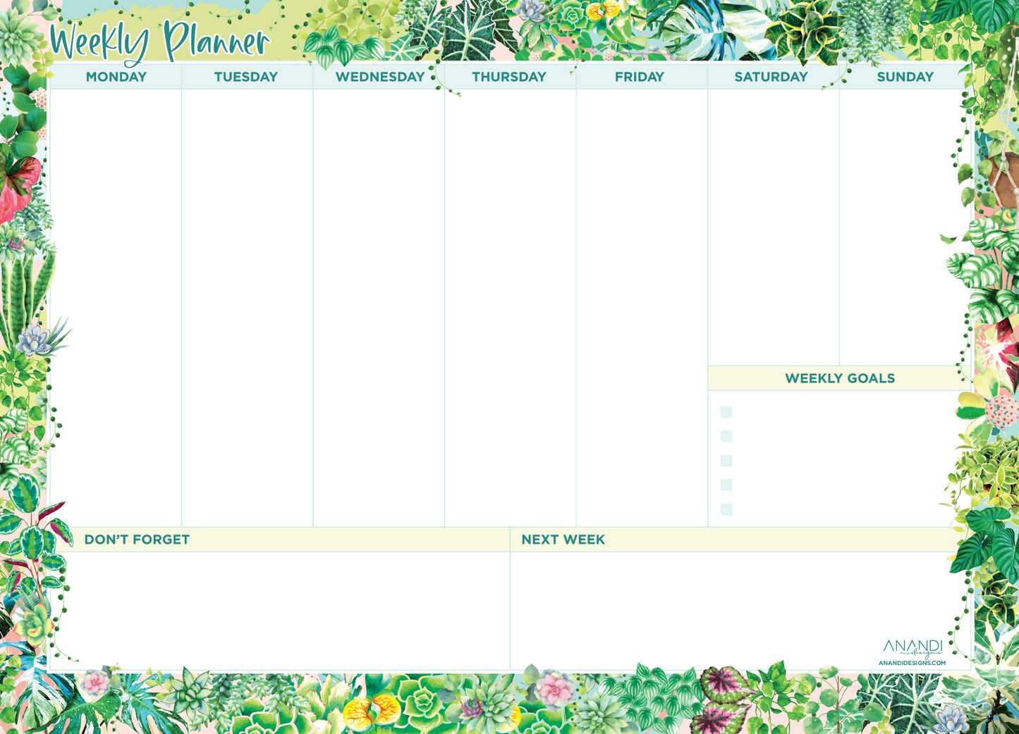 Magnetic Weekly Planner - Plant Lover (large)