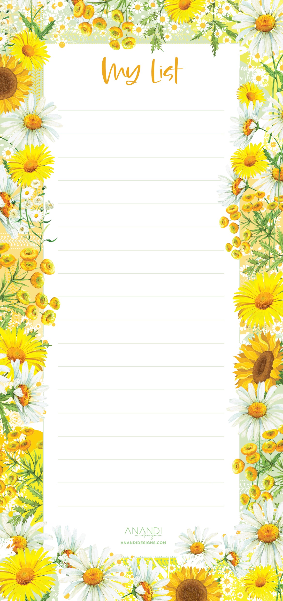 Magnetic Notepad - Sunny Days (9.9cm x 21cm)