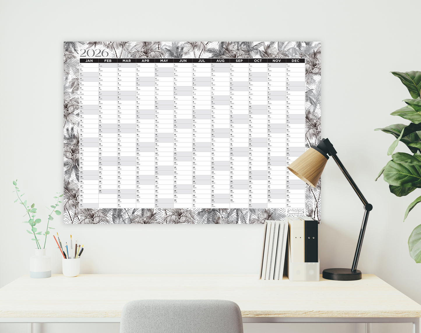 2026 Yearly Wall Calendar - Palm Springs