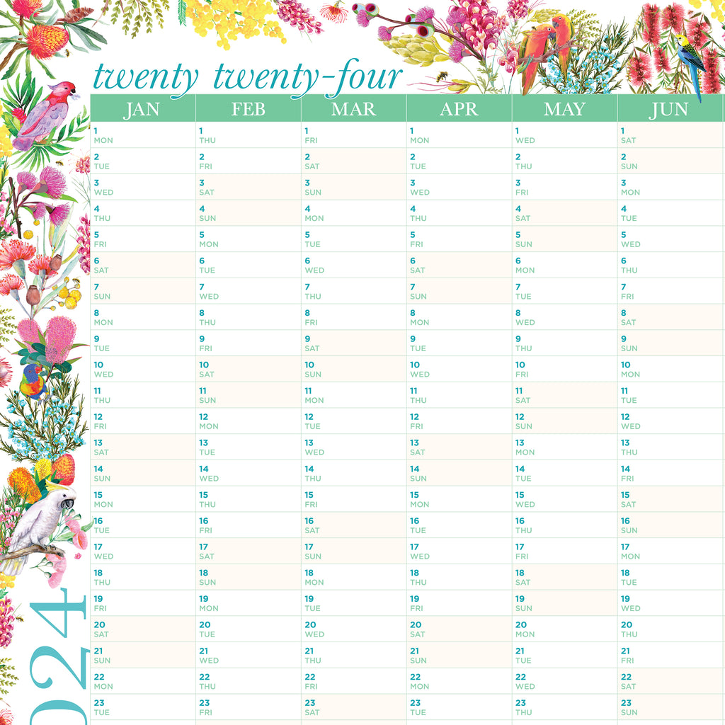2024 Yearly Wall Planner Natives Anandi Designs