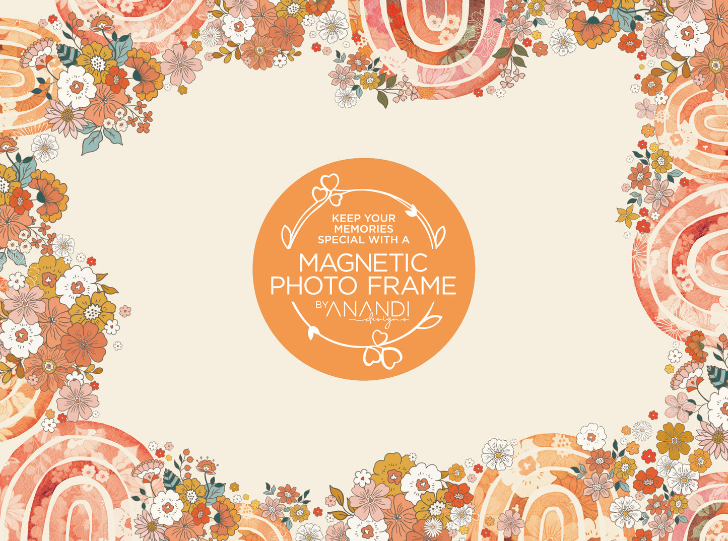 Magnetic Photo Frame - Floral Rainbows