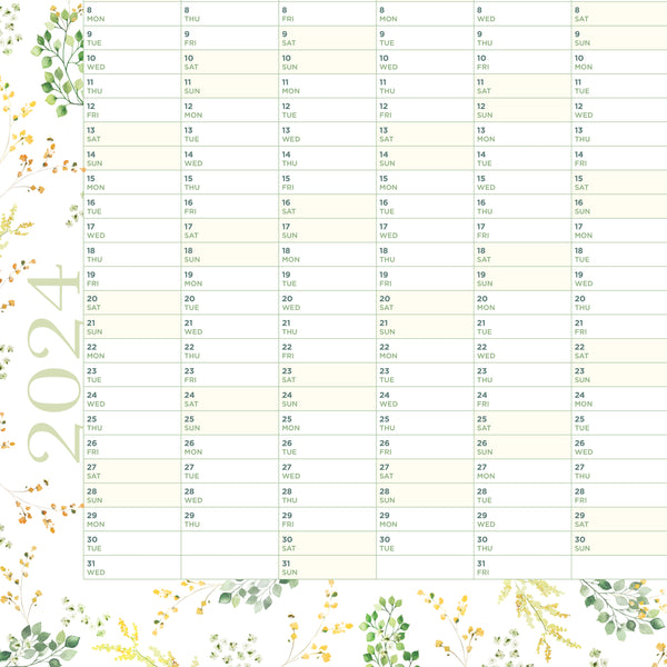 2024 Yearly Wall Planner - Spring Flowers