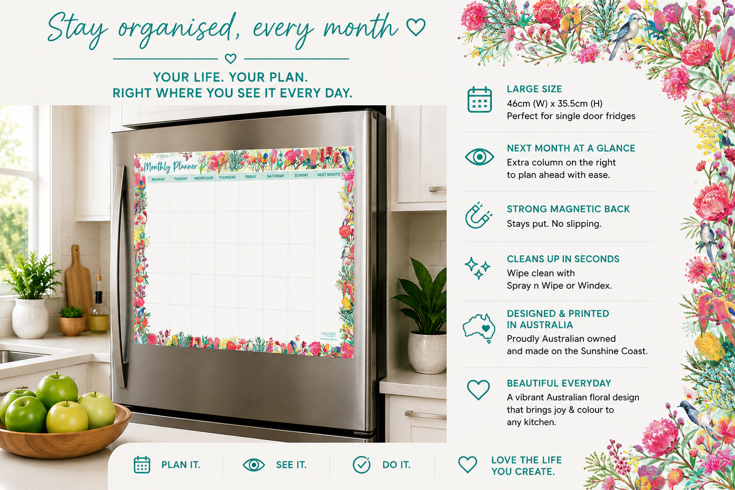 Magnetic Monthly Planner - Natives (Large)