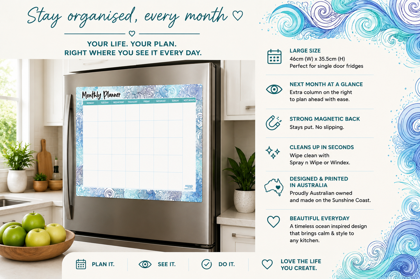 Magnetic Monthly Planner - Uluwatu (Large)