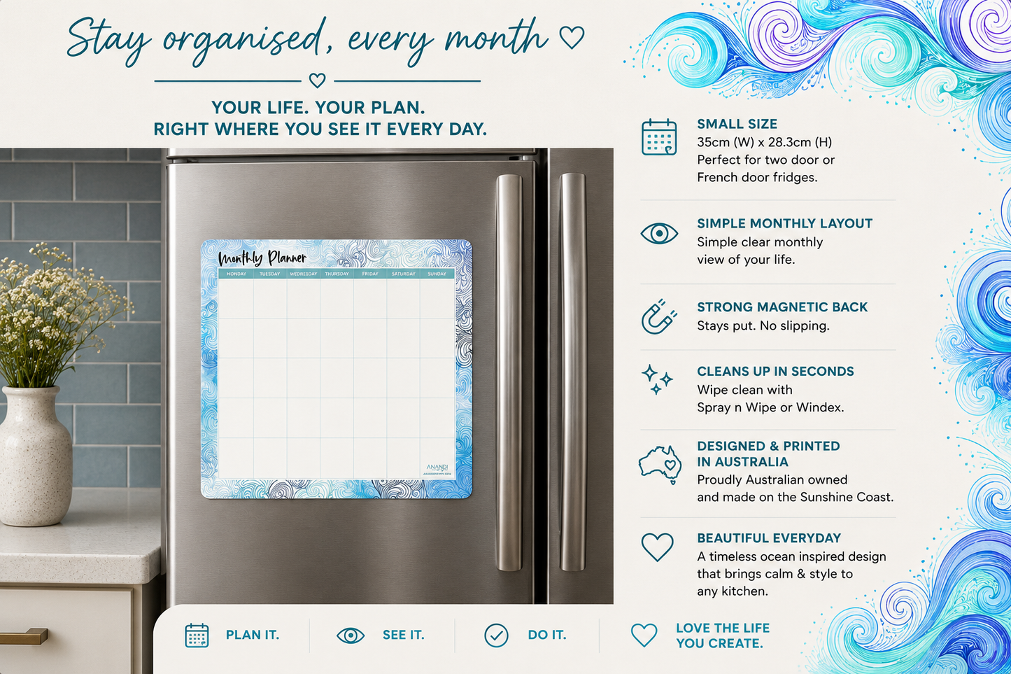 Magnetic Weekly Planner - Uluwatu (SMALL 35cm x 28.3cm)