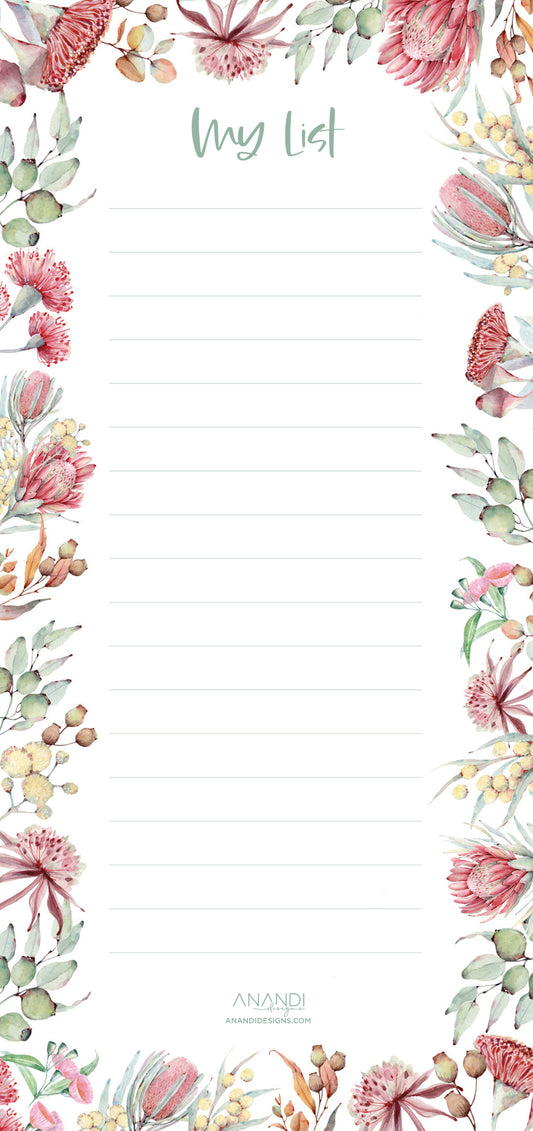 Magnetic Notepad - Gumnut Botanicals (9.9cm x 21cm)