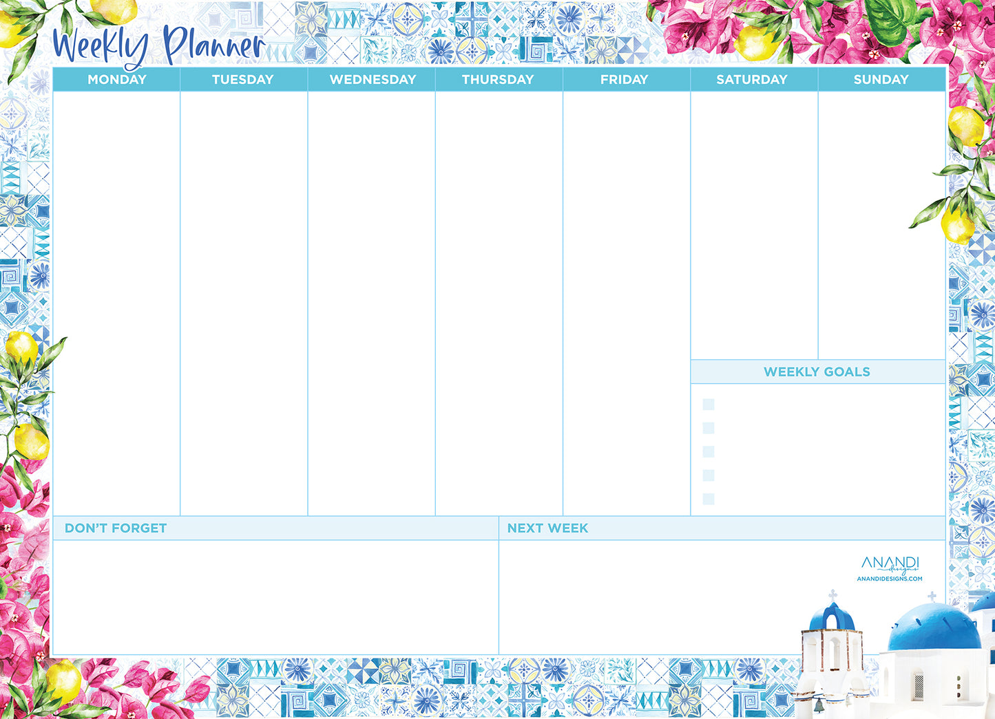 Magnetic Weekly Planner - Greek Islands (large)