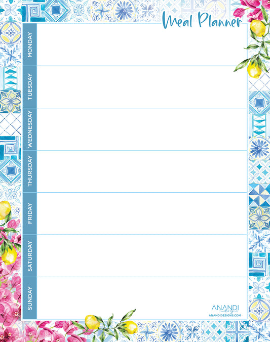 Magnetic Meal Planner - Greek Island Design (20.5cm x 26cm)