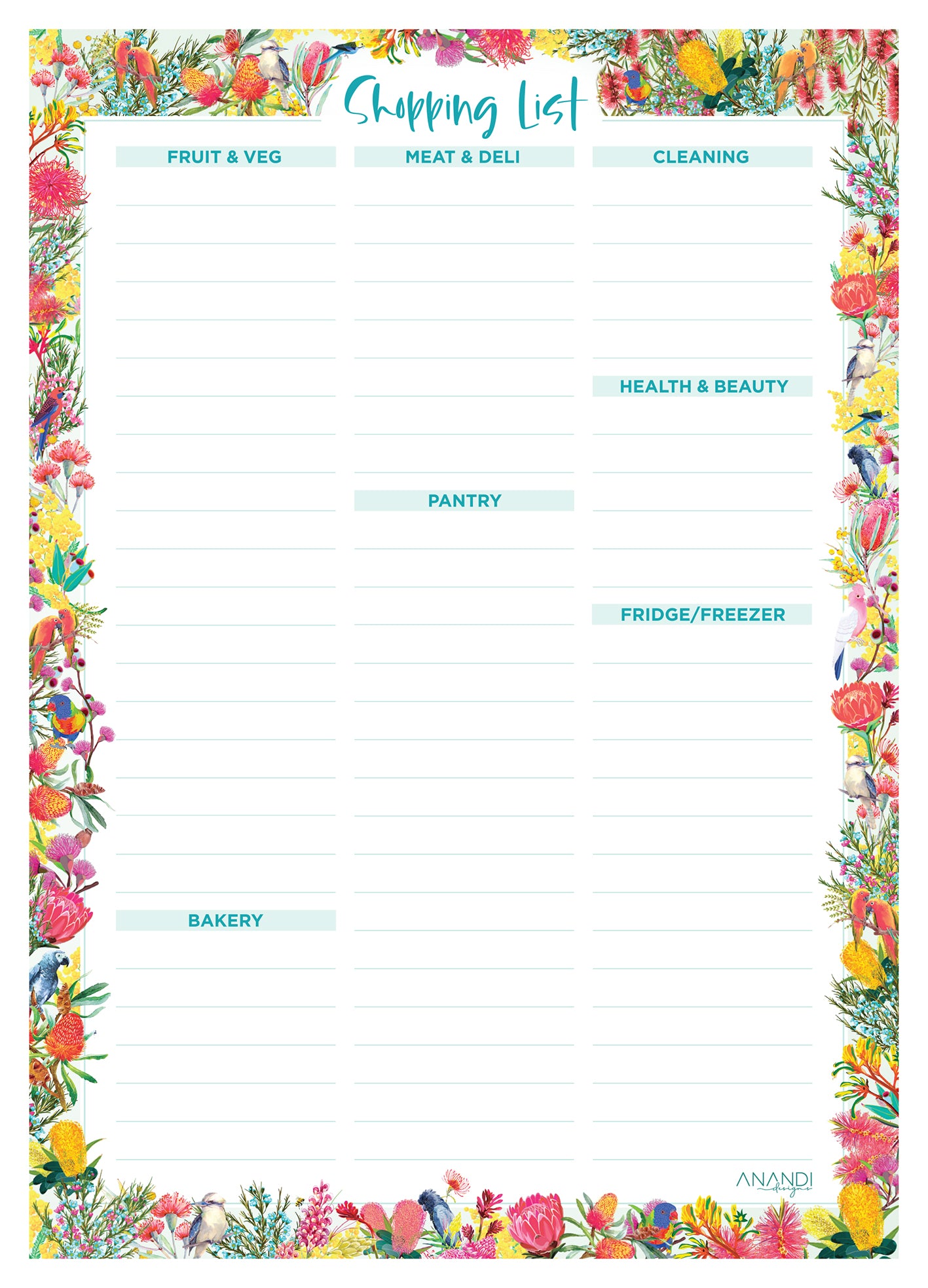 Shopping Lists - Natives (14.85cm x 21cm)