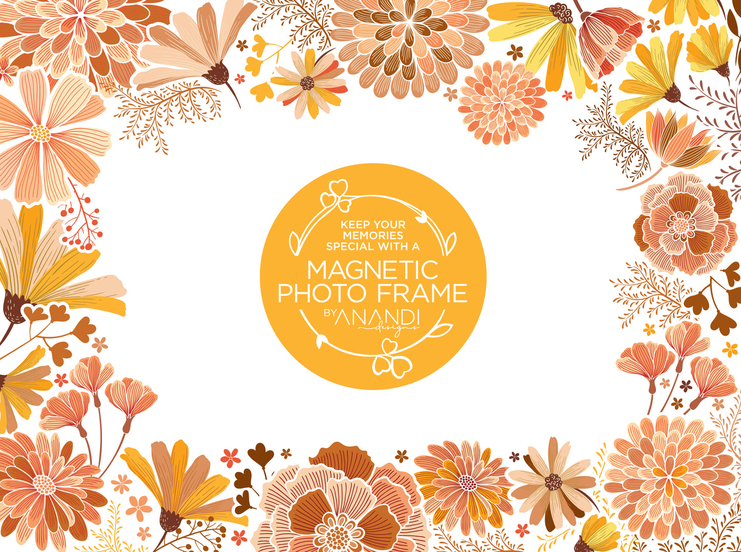 Magnetic Photo Frame - Flower Power White