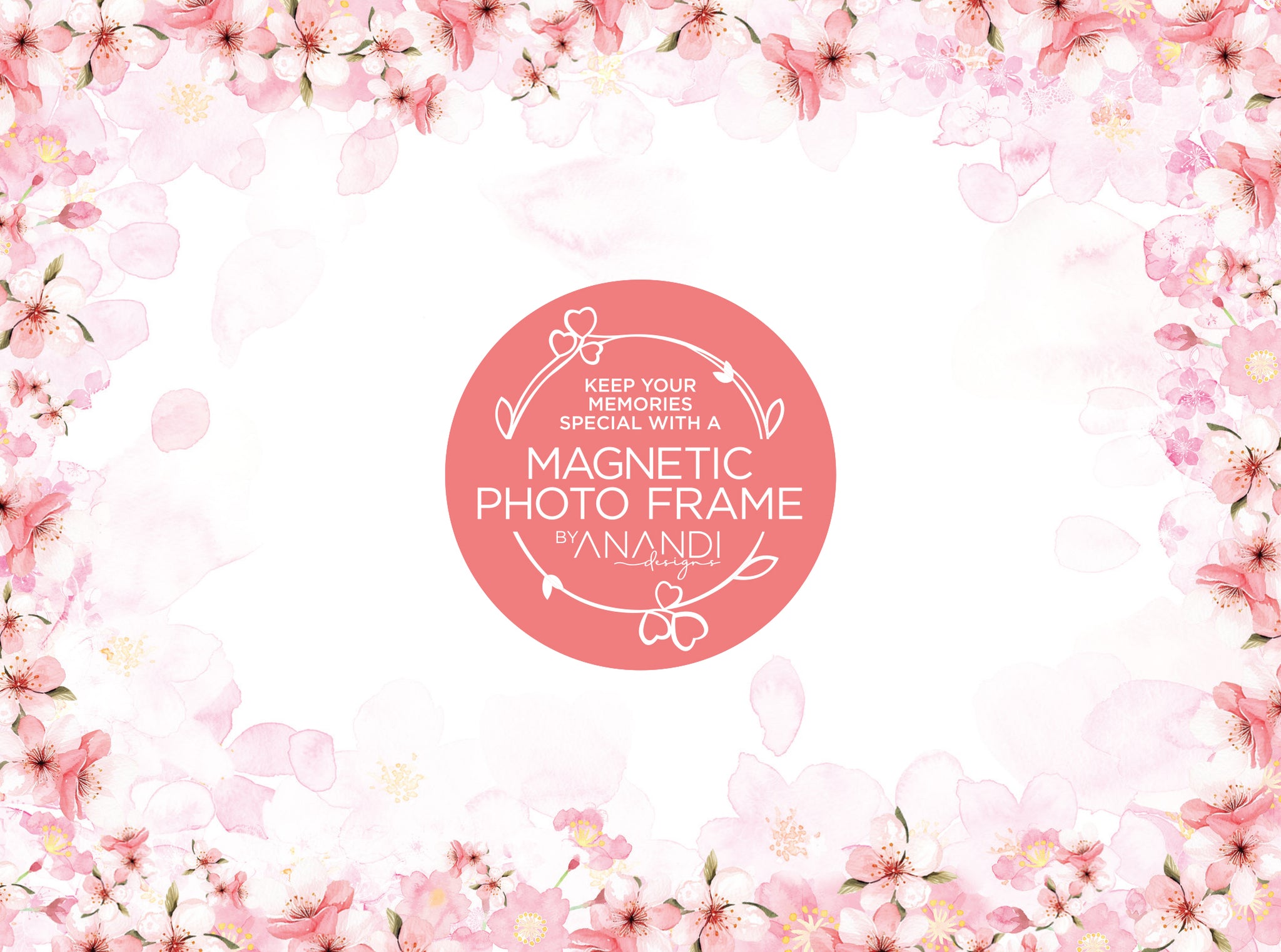 Magnetic Photo Frame - Pink Blossoms
