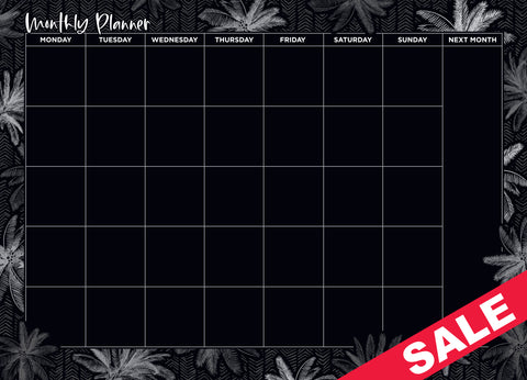 Magnetic Monthly Planner - Palm Cove Black (LARGE 43cm x 31cm)