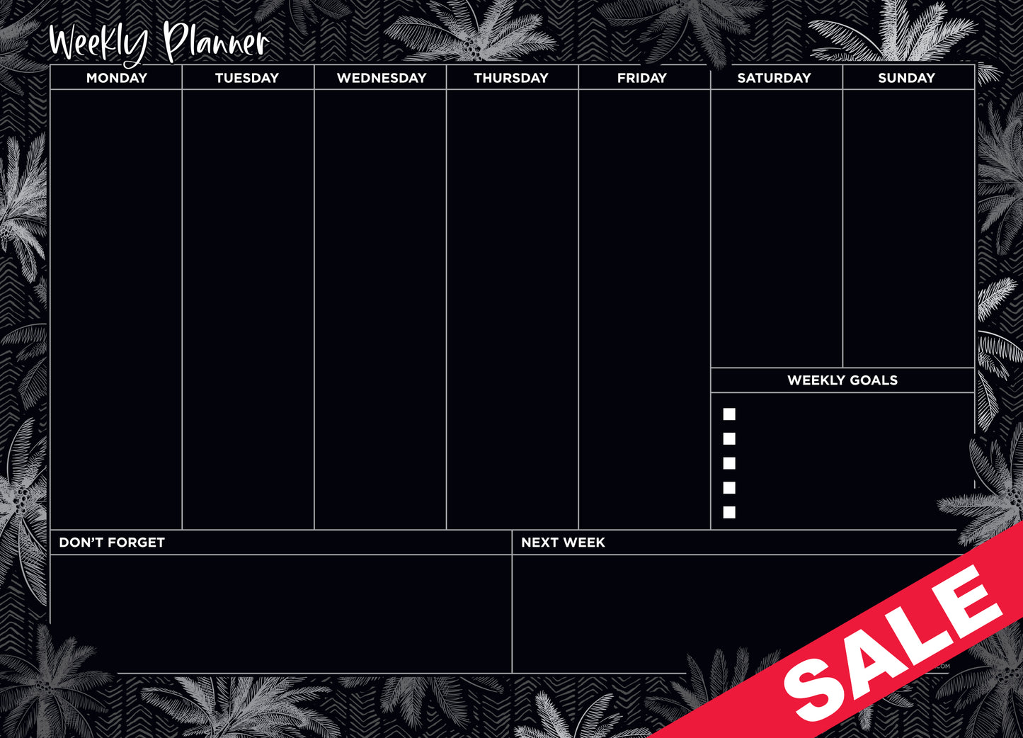 Magnetic Weekly Planner - Palm Cove Black large)