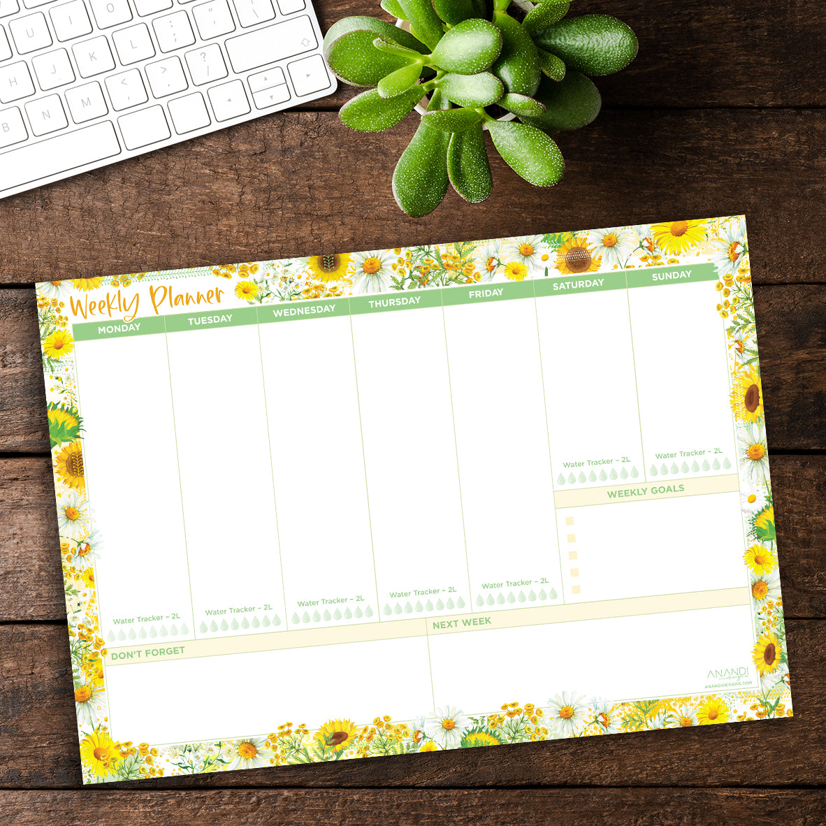 Desktop Weekly Planner A4 - Sunny Days Design