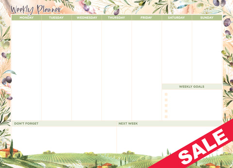 Magnetic Weekly Planner - Tuscan Villa (LARGE 43cm x 31cm)