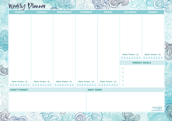 Desktop Weekly Planner A4 - Uluwatu Wave Design