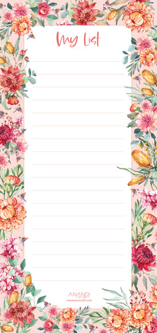 Magnetic Notepad - Floral Botanicals (9.9cm x 21cm)