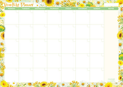 Desktop Monthly Planner A3 - Sunflowers Design