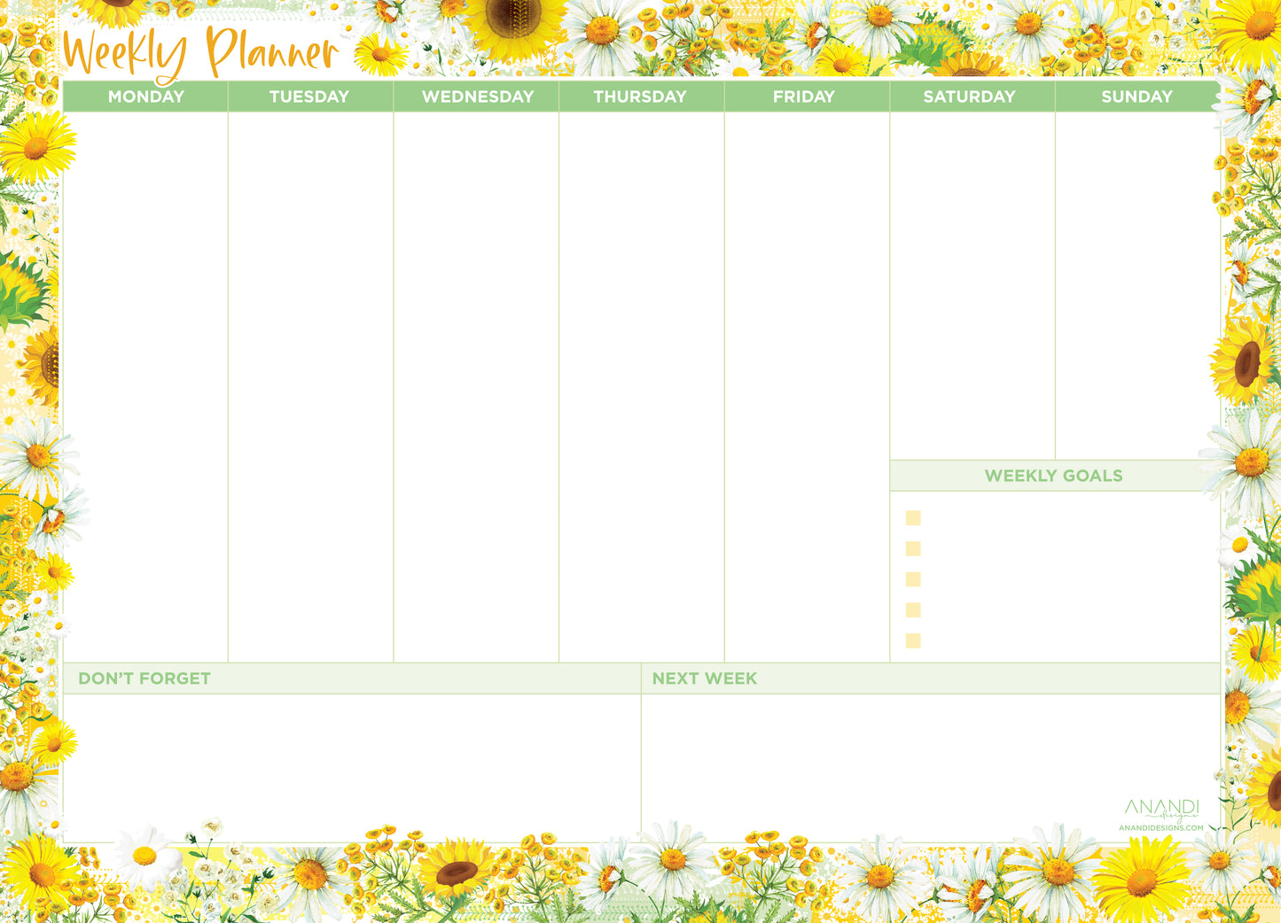 Magnetic Weekly Planner - Sunny Days (large)