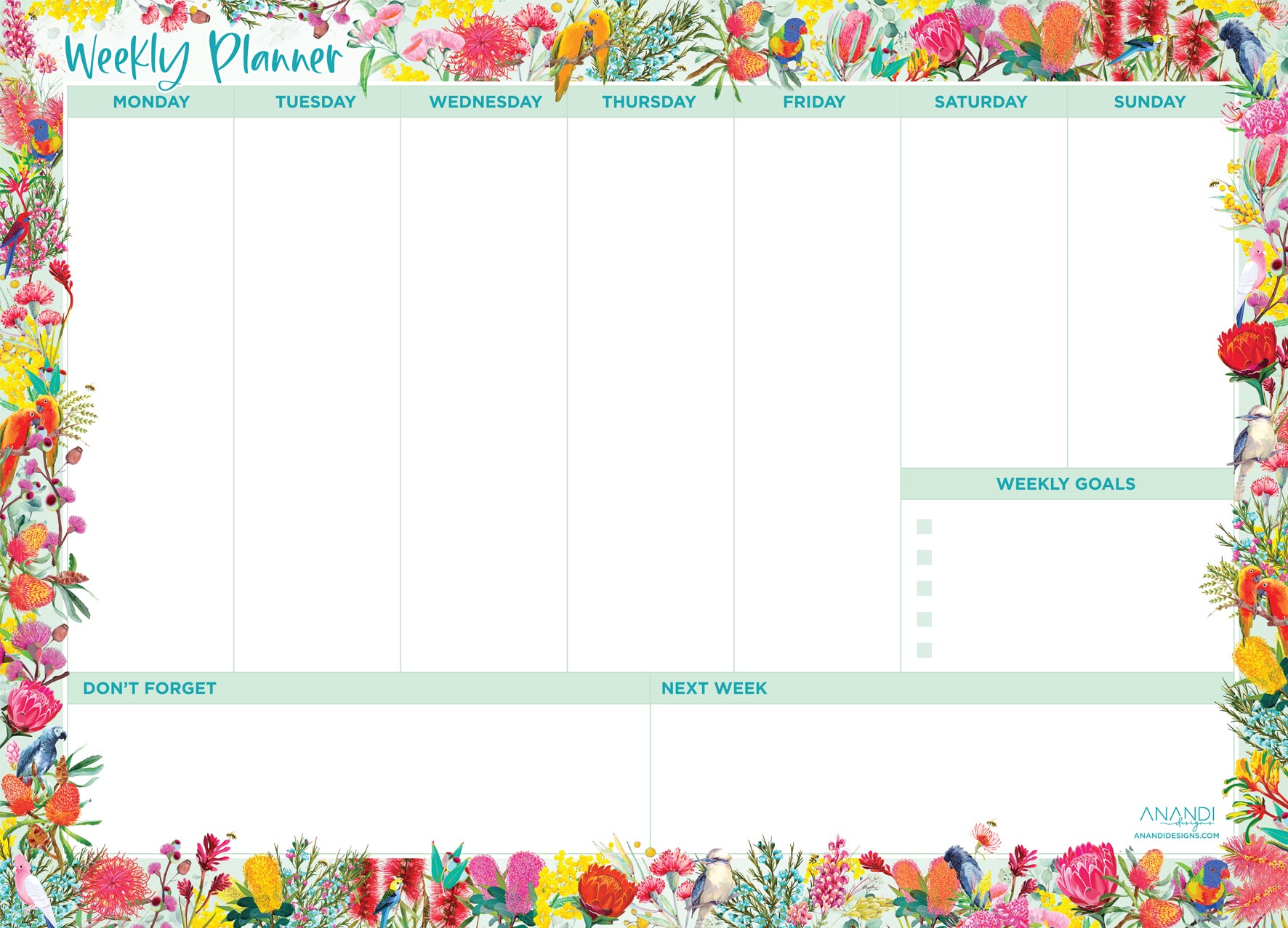 Magnetic Weekly Planner - Natives (LARGE 43cm x 31cm)