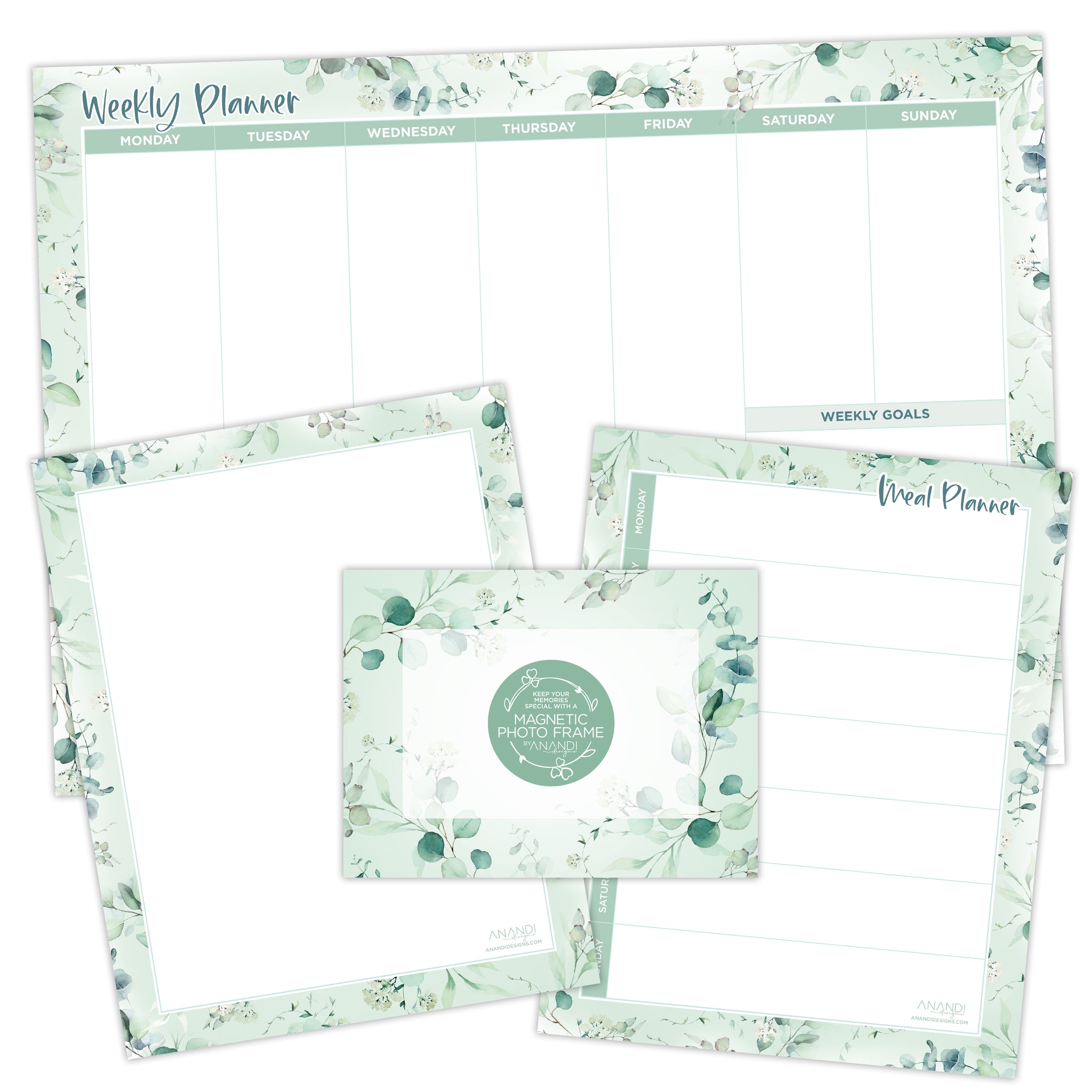 Magnetic Weekly Whiteboard Package - Eucalyptus - SAVE $23.85