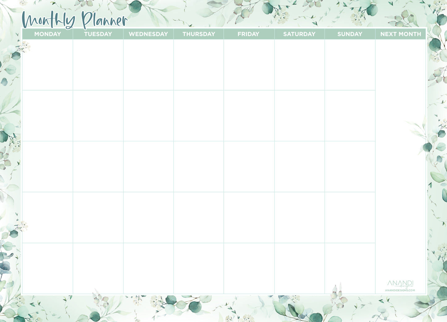 Magnetic Monthly Planner - Eucalyptus (Large)