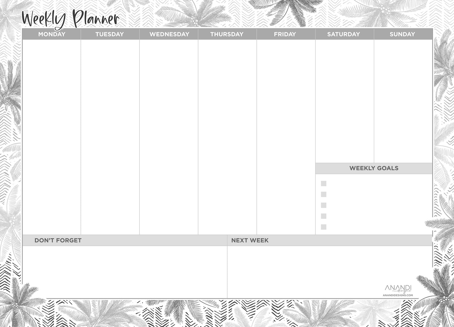 Magnetic Weekly Planner - Palm Cove (large)