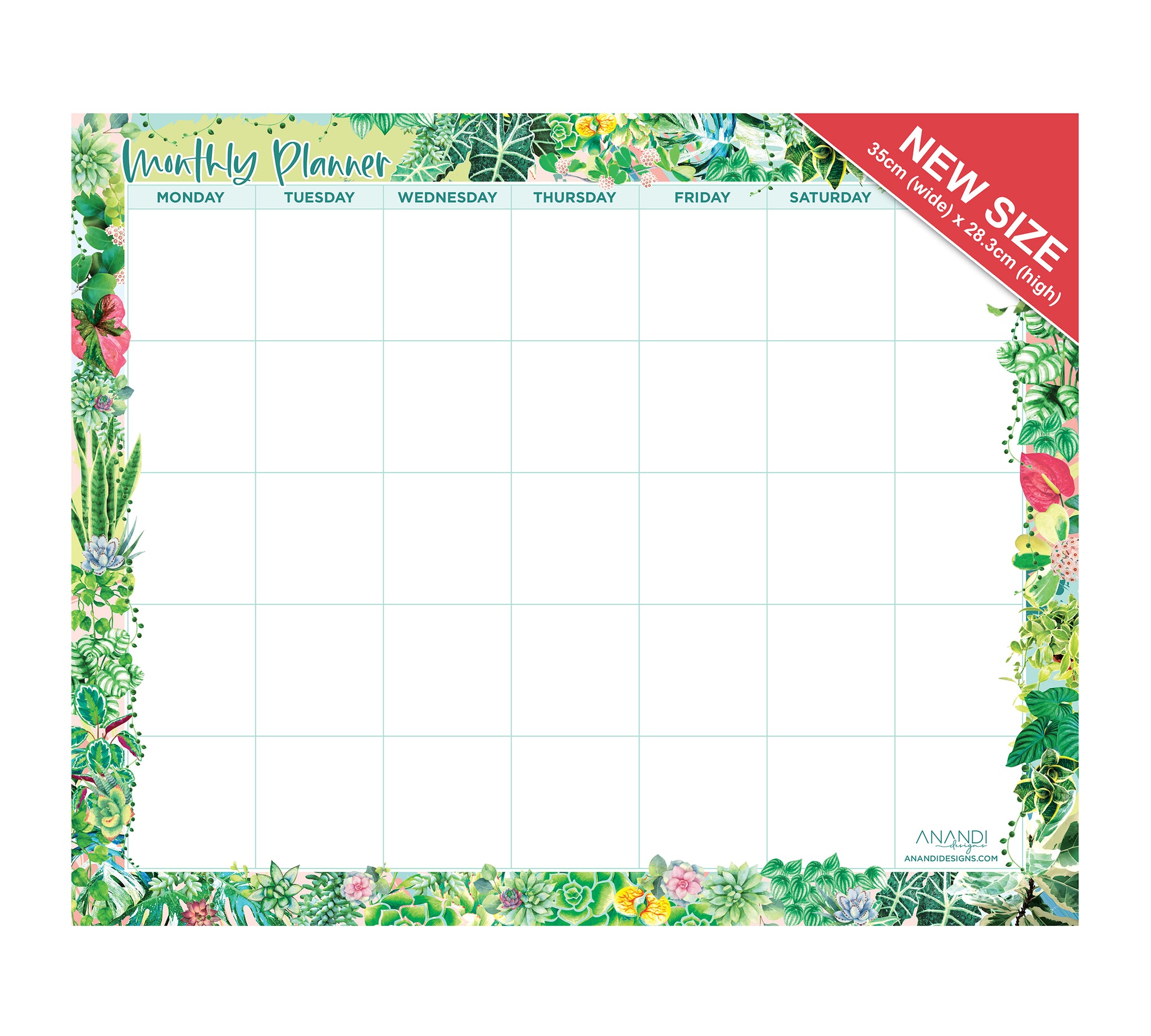 Magnetic Monthly Planner - Plant (SMALL 35cm x 28.3cm)