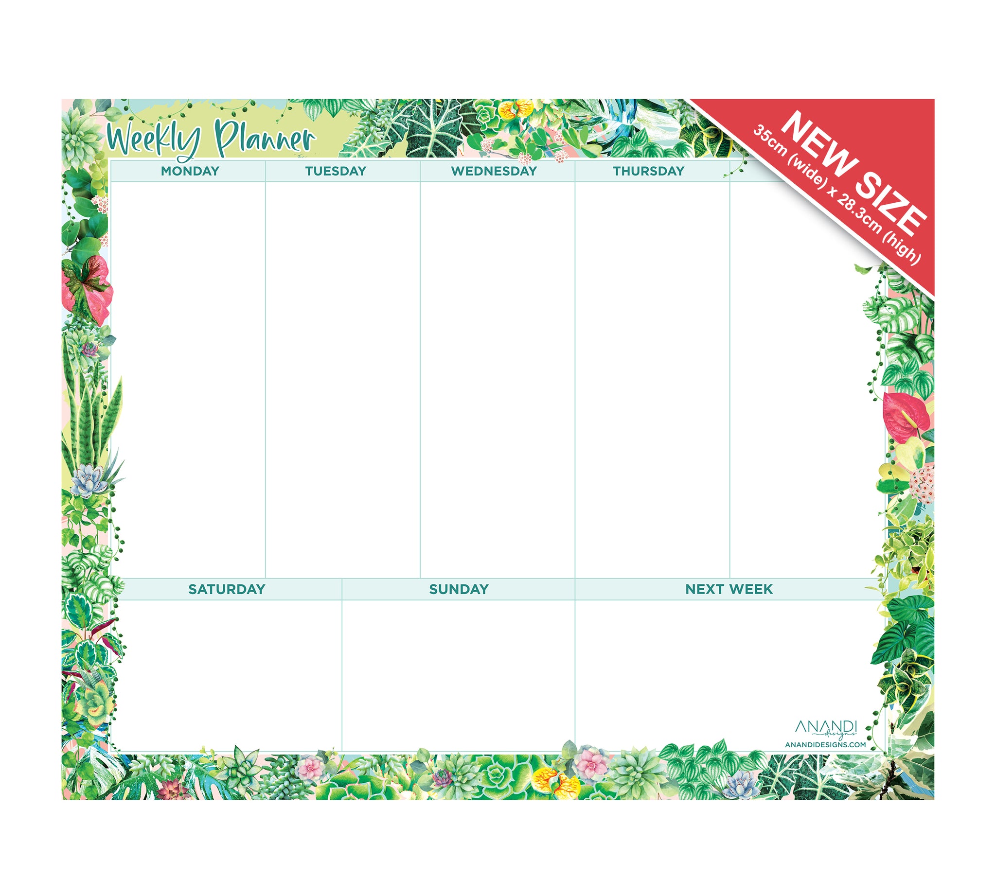 Magnetic Weekly Planner - Plant Lover (SMALL 35cm x 28.3cm)