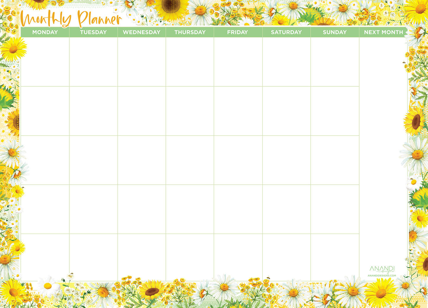Magnetic Monthly Planner - Sunny Days - (Large)