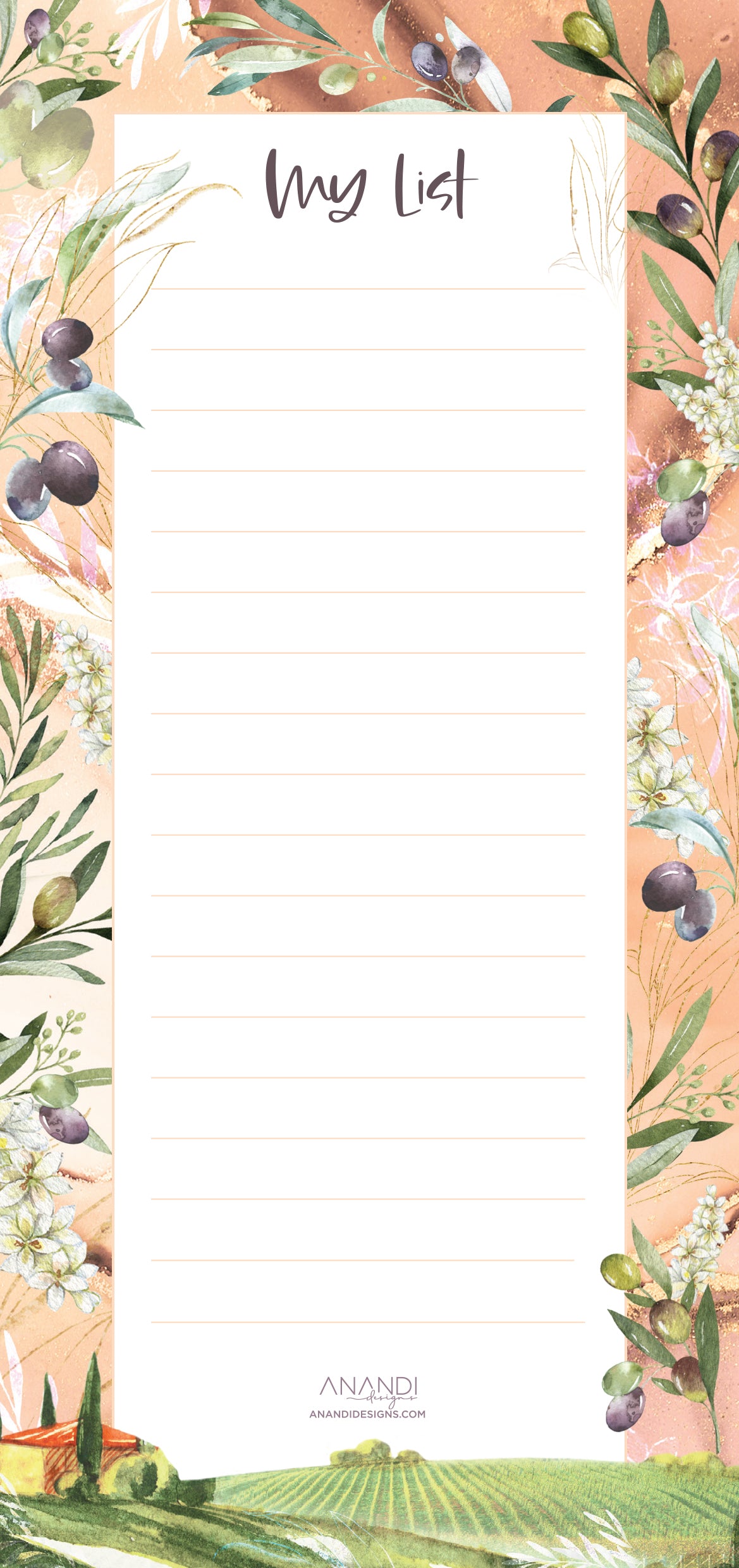 Magnetic Notepad - Tuscan Villa (9.9cm x 21cm)