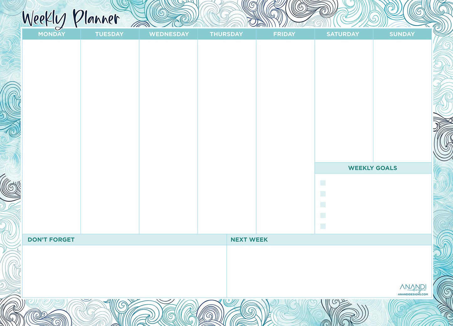 Magnetic Weekly Planner - Uluwatu (large)