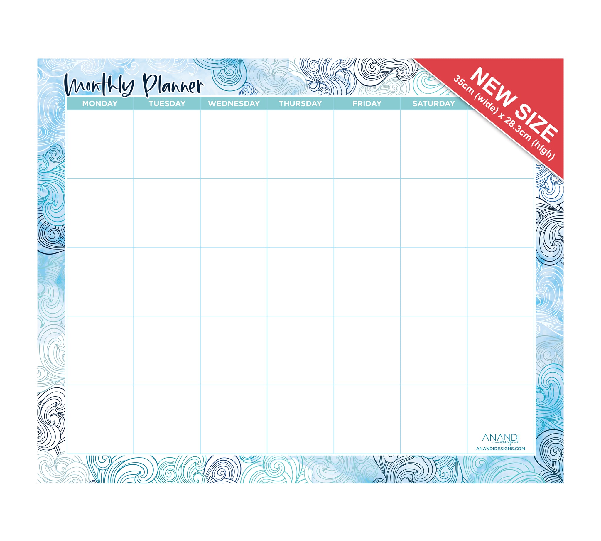 Magnetic Monthly Planner - Uluwatu (SMALL 35cm x 28.3cm)
